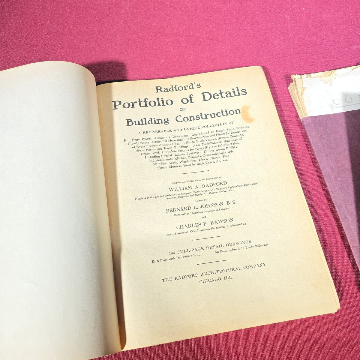Grouping of Five Antique Books including "Erecting and Operating," "Radford's Details of Building Construction," "How to Do Things," and "Bobbie and His Goat, Billie"