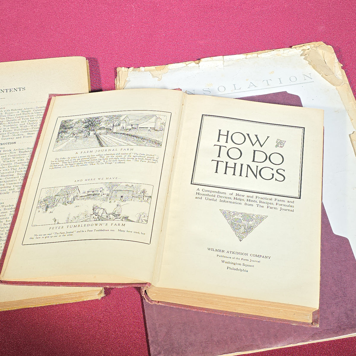 Grouping of Five Antique Books including "Erecting and Operating," "Radford's Details of Building Construction," "How to Do Things," and "Bobbie and His Goat, Billie"