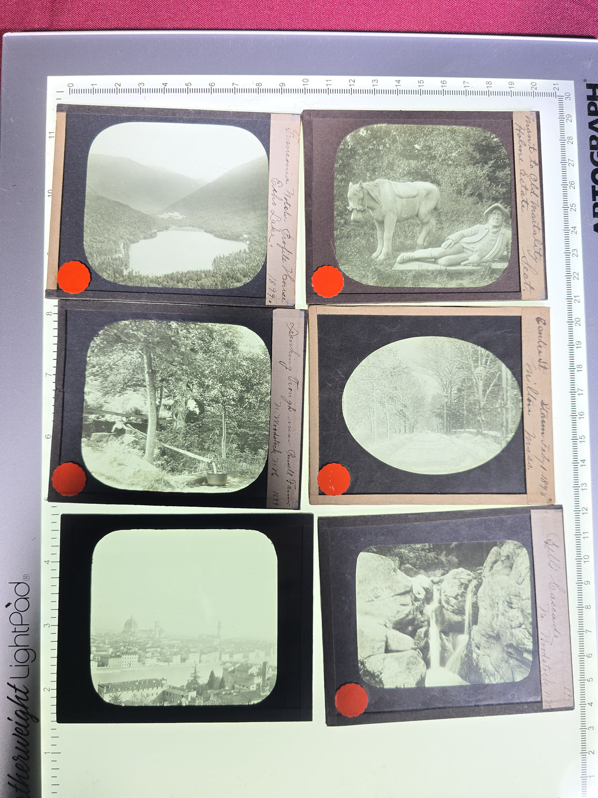 Large Grouping of 225+ Antique Magic Lantern Glass Slides including Travel, Coastal, Farming, and Boating Subjects