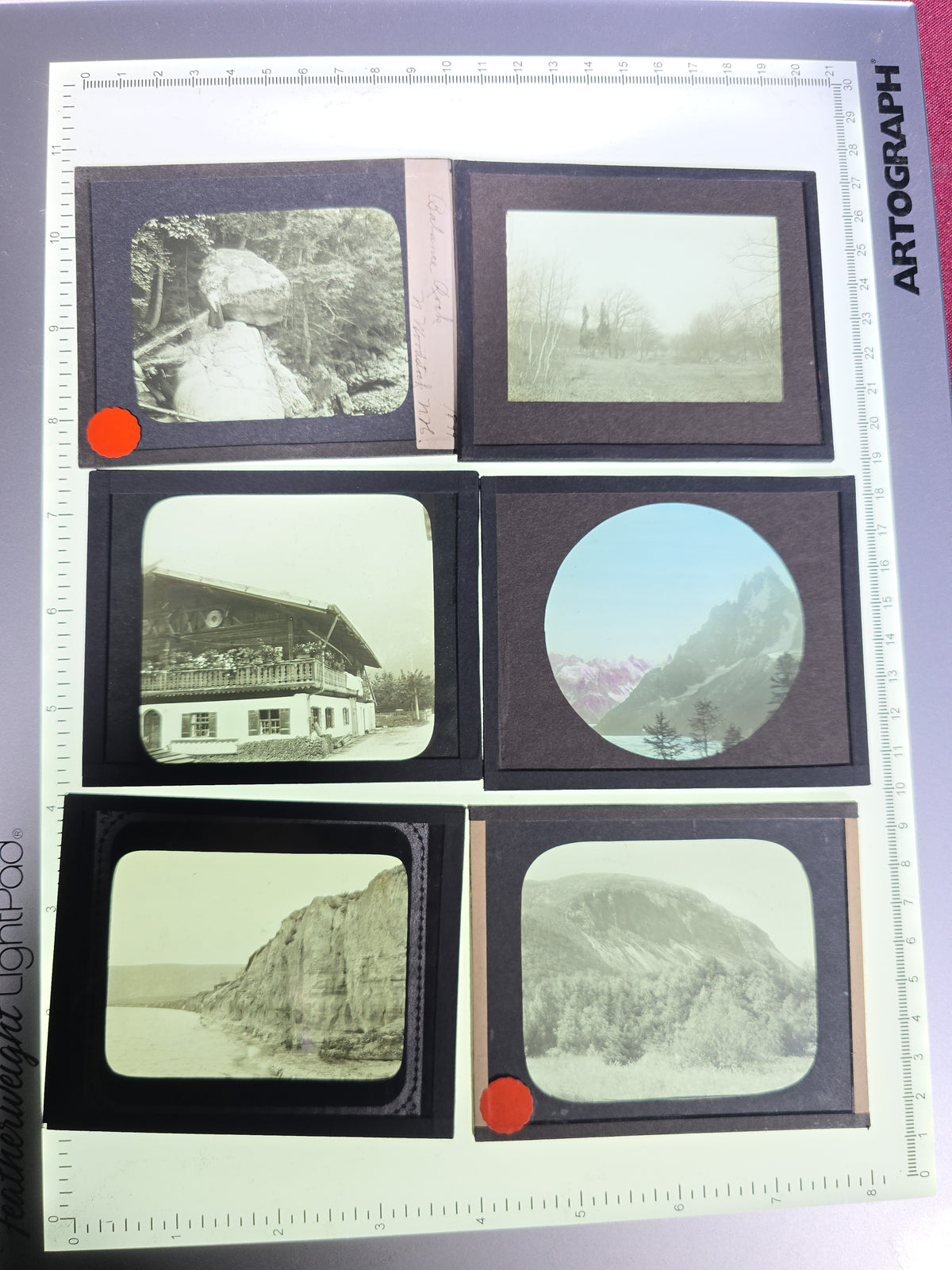 Large Grouping of 225+ Antique Magic Lantern Glass Slides including Travel, Coastal, Farming, and Boating Subjects