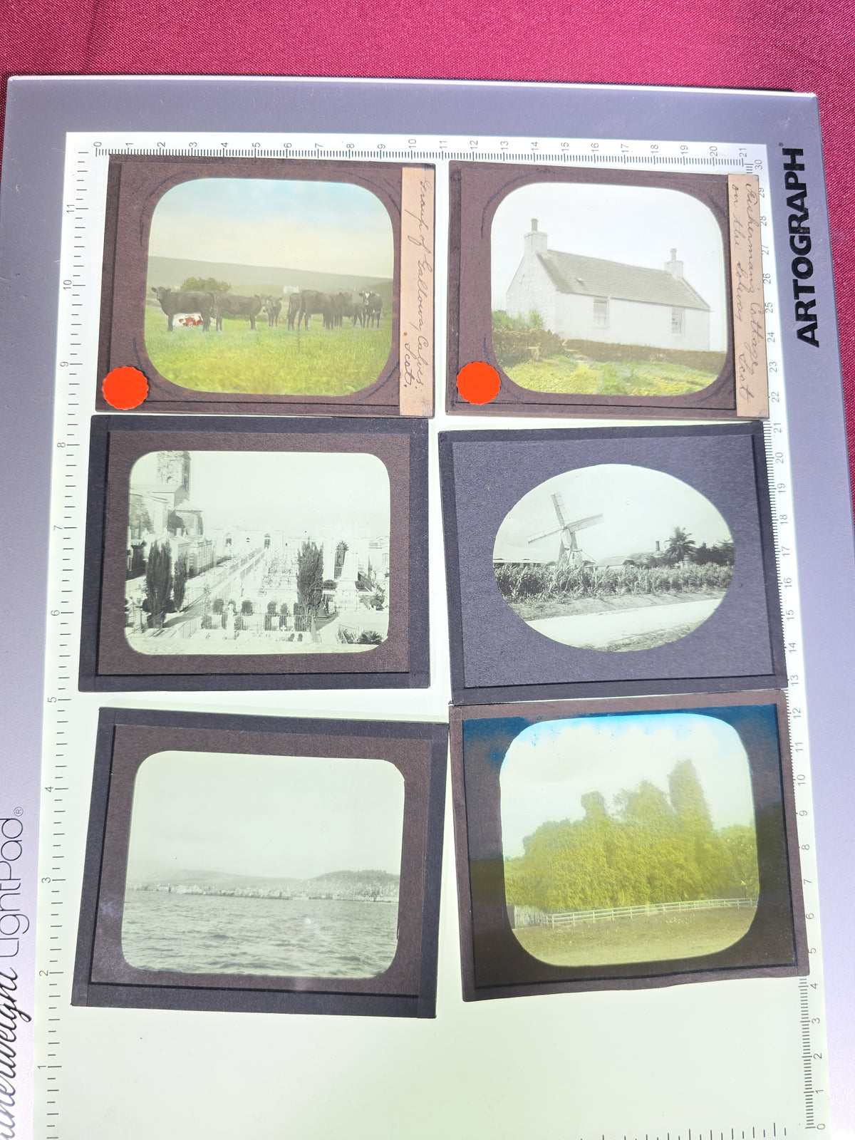 Large Grouping of 225+ Antique Magic Lantern Glass Slides including Travel, Coastal, Farming, and Boating Subjects