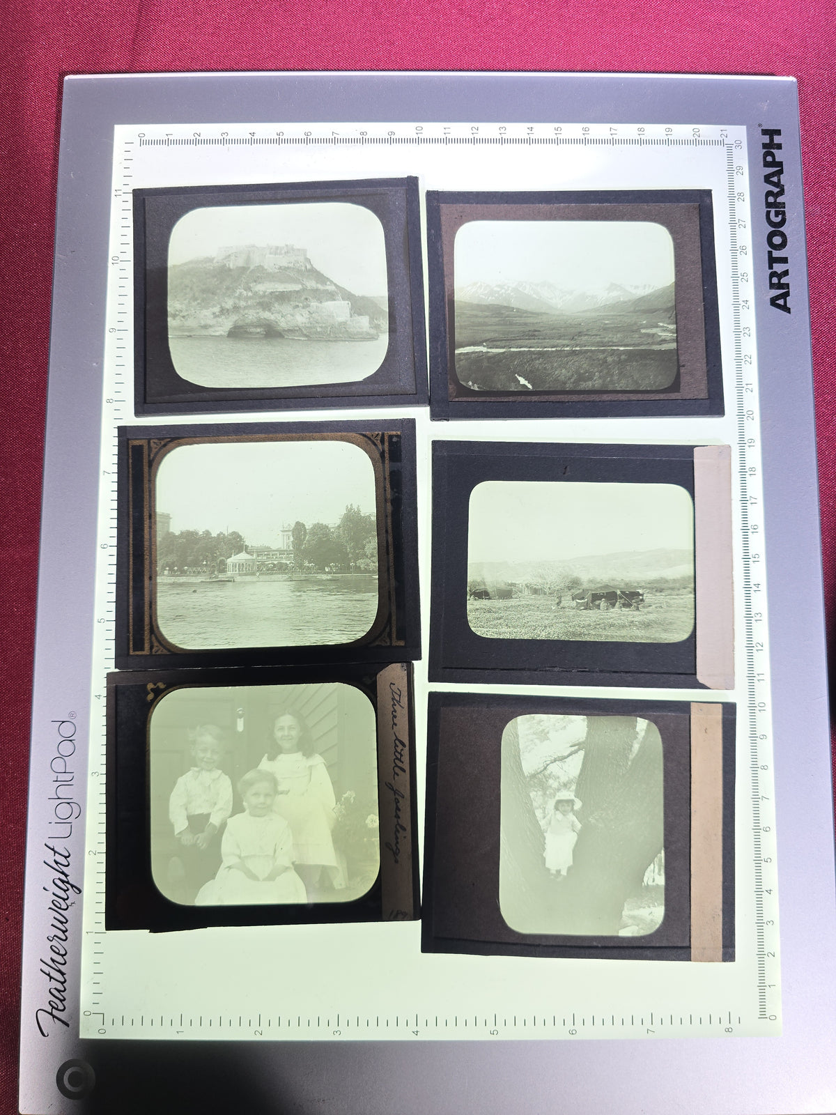 Large Grouping of 225+ Antique Magic Lantern Glass Slides including Travel, Coastal, Farming, and Boating Subjects