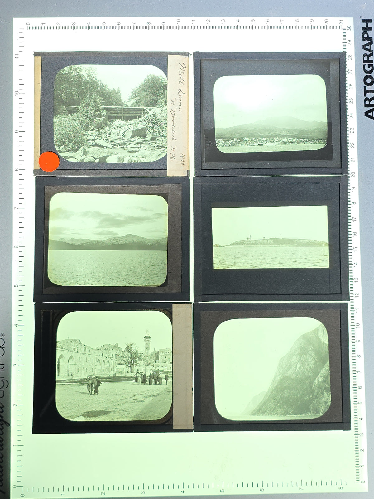 Large Grouping of 225+ Antique Magic Lantern Glass Slides including Travel, Coastal, Farming, and Boating Subjects