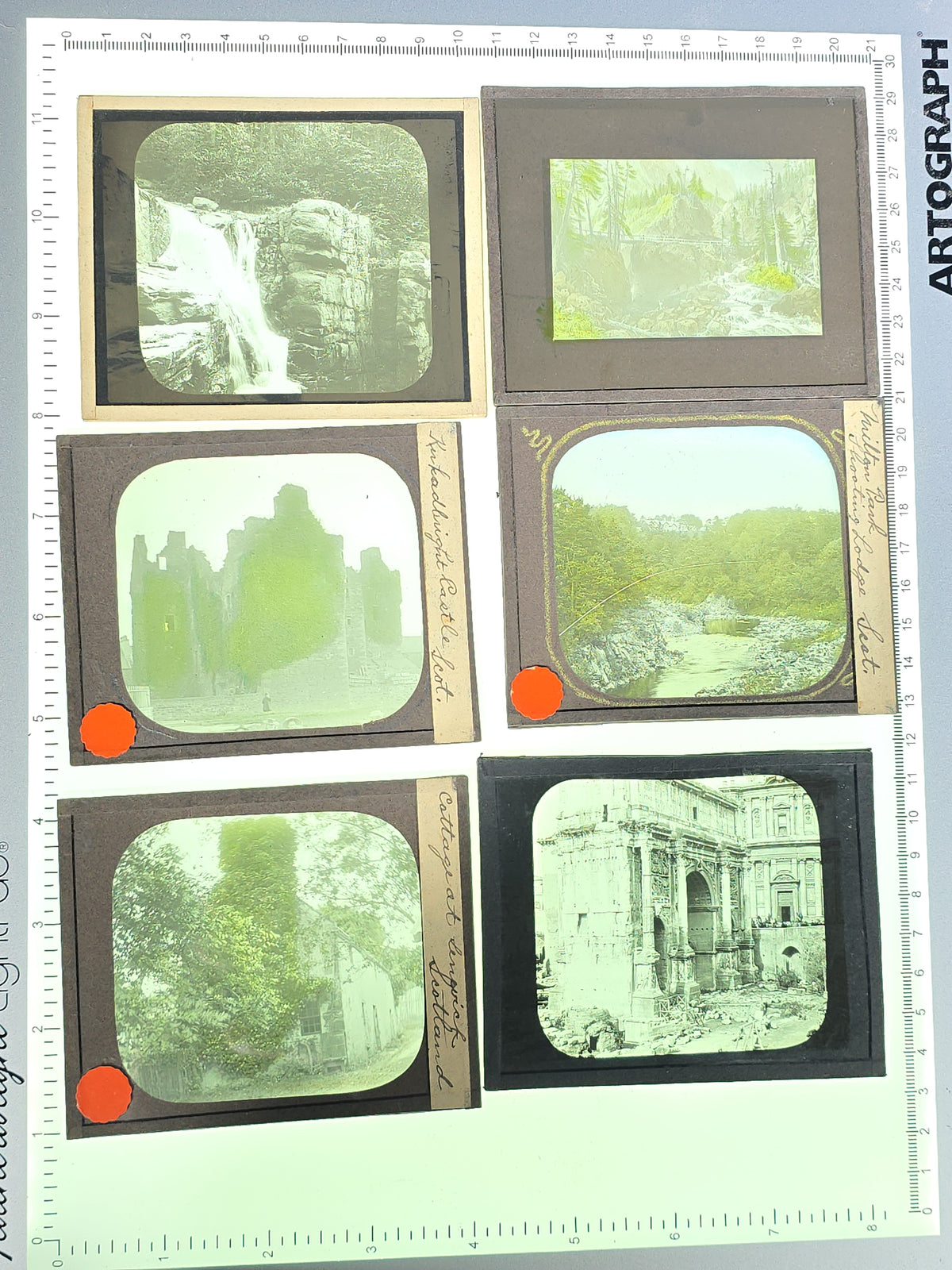 Large Grouping of 225+ Antique Magic Lantern Glass Slides including Travel, Coastal, Farming, and Boating Subjects