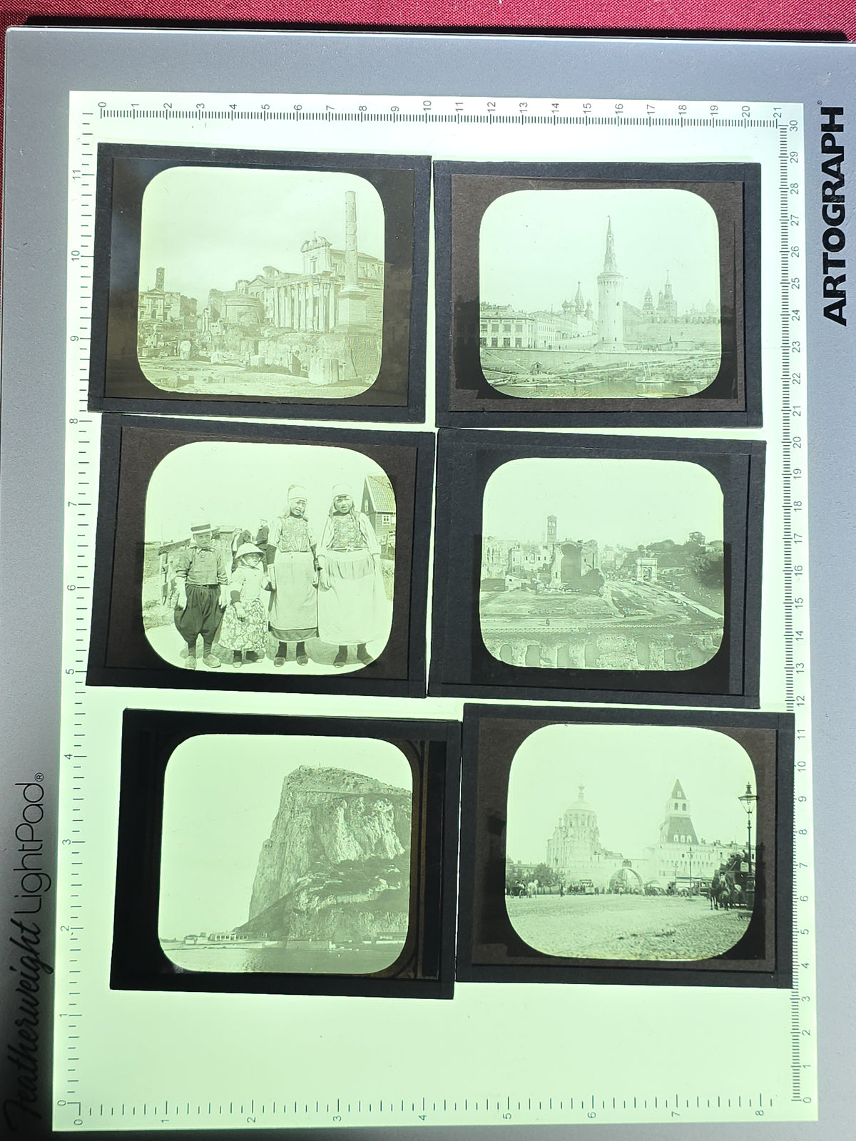 Large Grouping of 225+ Antique Magic Lantern Glass Slides including Travel, Coastal, Farming, and Boating Subjects