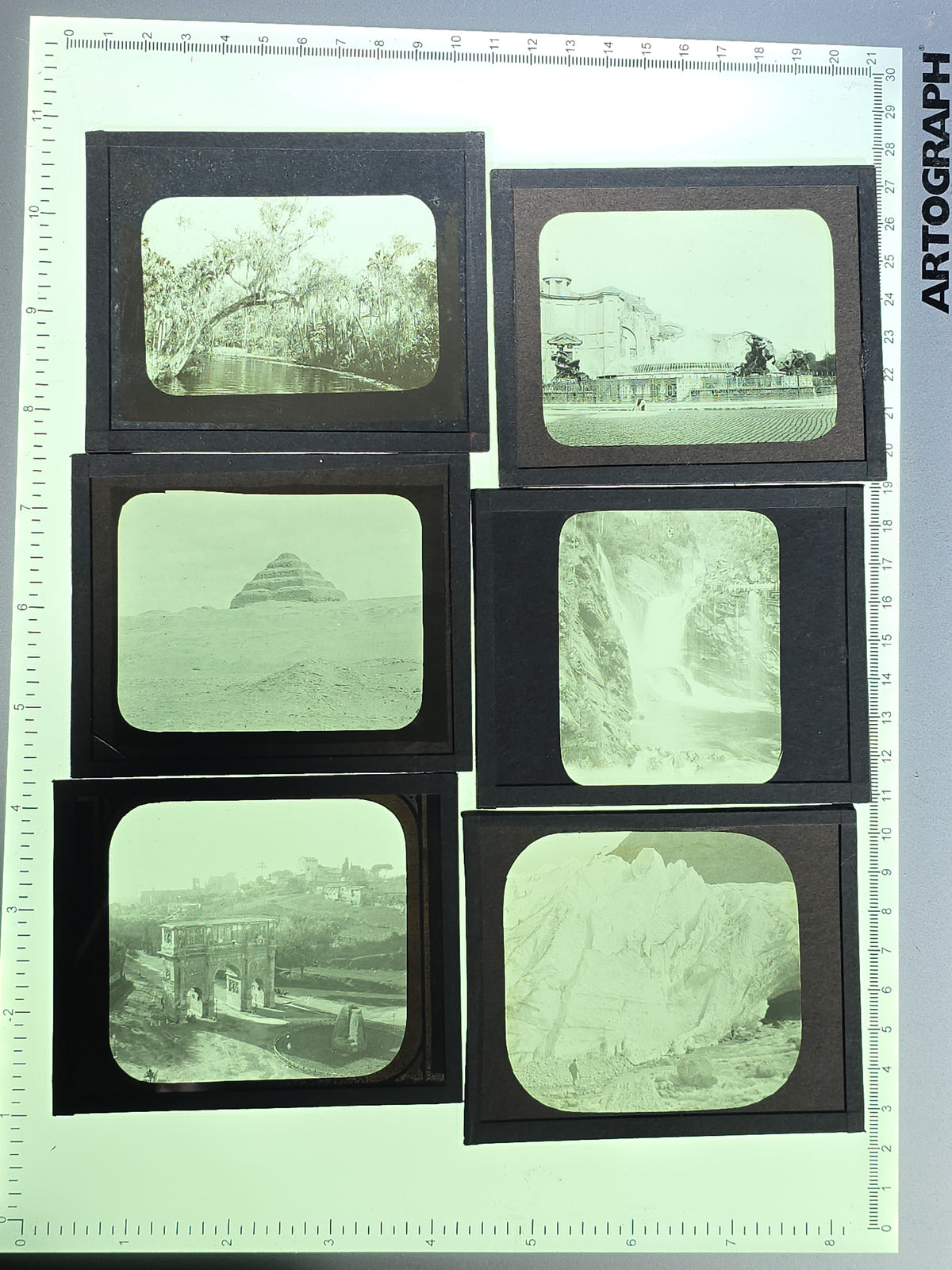 Large Grouping of 225+ Antique Magic Lantern Glass Slides including Travel, Coastal, Farming, and Boating Subjects