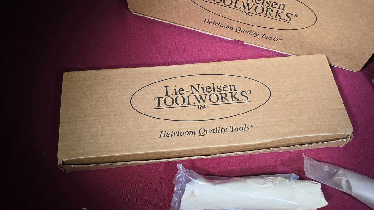 Grouping of Six Modern Brand New Lie-Nielsen Toolworks Tools including Brass Cross Peen Hammer, Hardened A-2 Steel Cross Peen Hammer, Curly Maple Screwdriver Set SD-SET, and Screwdrivers SD-1, SD-2, and SD-5