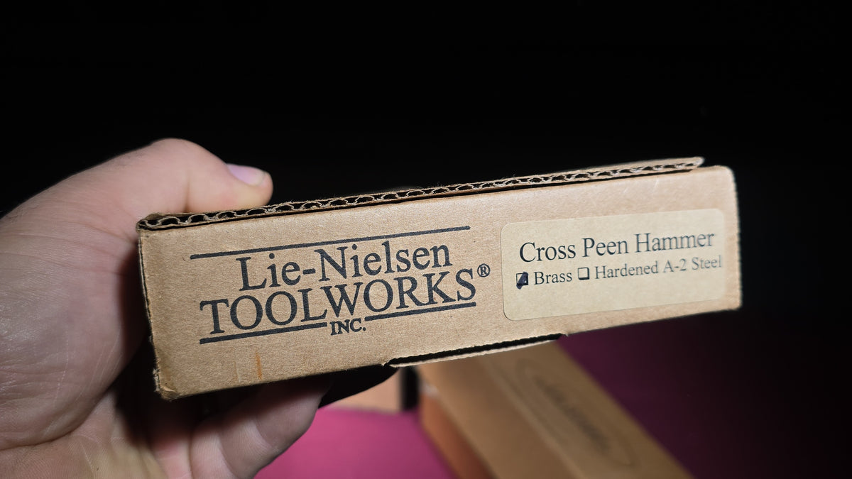 Grouping of Six Modern Brand New Lie-Nielsen Toolworks Tools including Brass Cross Peen Hammer, Hardened A-2 Steel Cross Peen Hammer, Curly Maple Screwdriver Set SD-SET, and Screwdrivers SD-1, SD-2, and SD-5