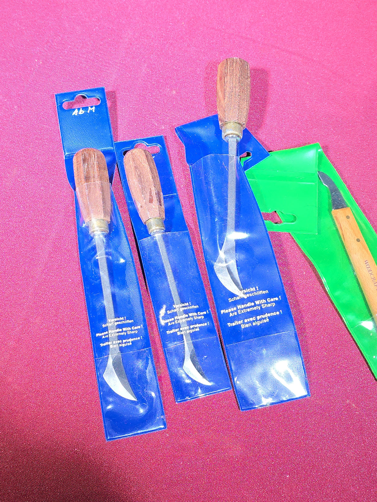 Grouping of Modern Brand New Woodcarving and Woodworking Tools including Two U.J. Ramelson Woodcarving Tool Sets, Auriou Curved Ironing Rasps, Flexcut Mini-Chip Knife, and Woodcraft Carving Knife