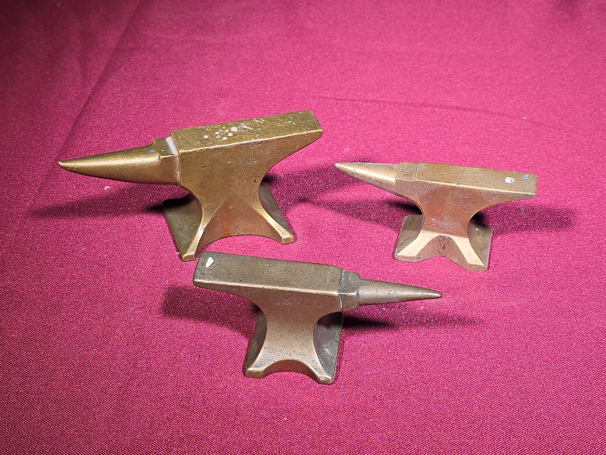 Trio of Vintage Miniature Brass Anvils