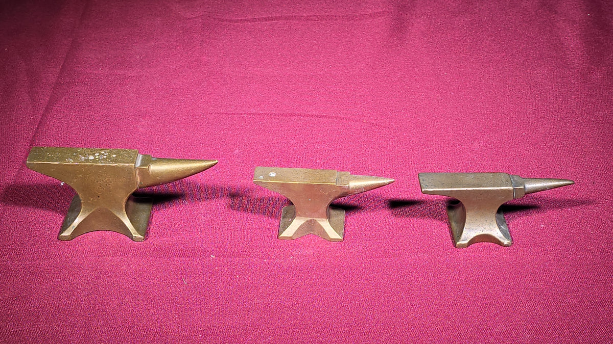 Trio of Vintage Miniature Brass Anvils