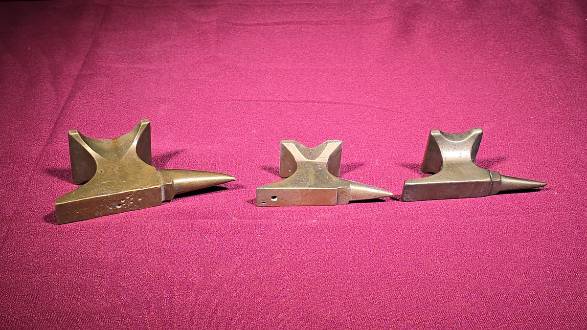 Trio of Vintage Miniature Brass Anvils