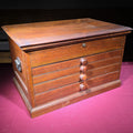 Lot 214 - Antique Wooden Machinist's Tool Chest with Four Drawers and Hinged Lid, 22" L x 14-1/2" W x 13-1/2" H