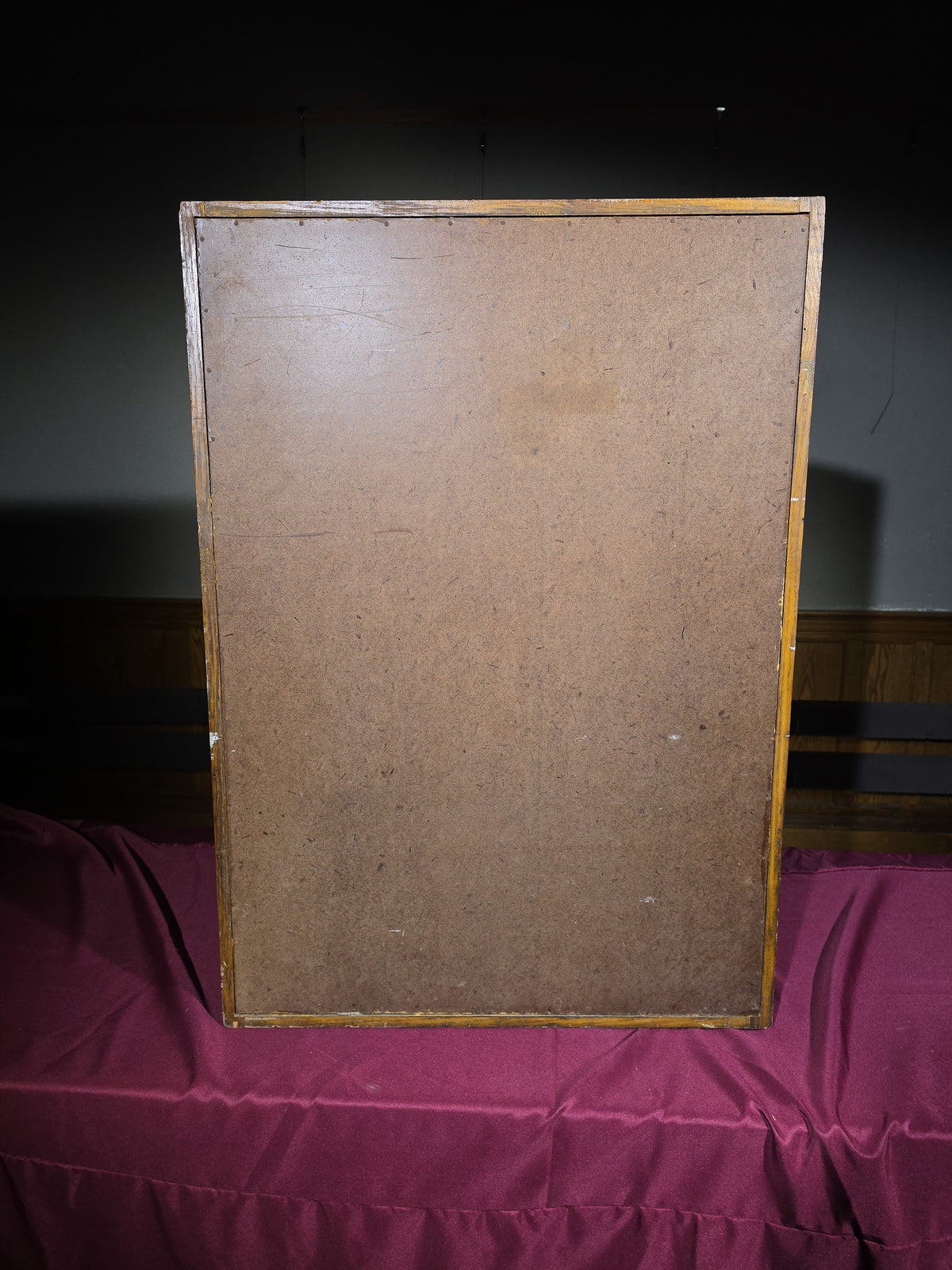 Antique Oak Wall-Mount Tool Cabinet with Hinged Fold-Out Doors
