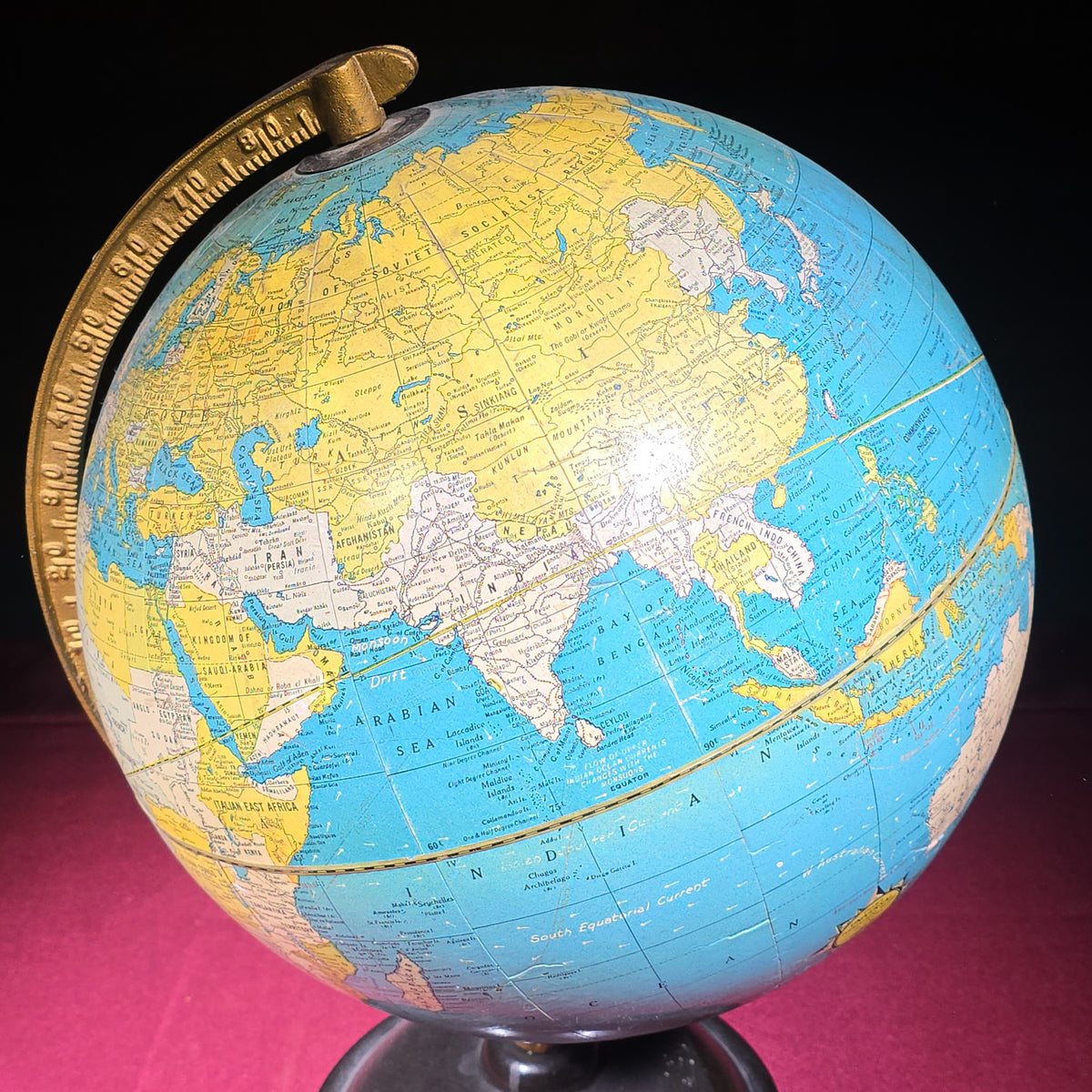 Vintage Cram's Universal Terrestrial Globe, Manufactured by The George F. Cram Company, Indianapolis, Indiana