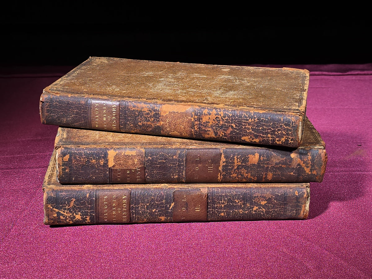 "Elements of General History" Antique Three-Volume History Book Set by Abbe Millot, Published by W. Strahan and T. Cadell, London, 1779