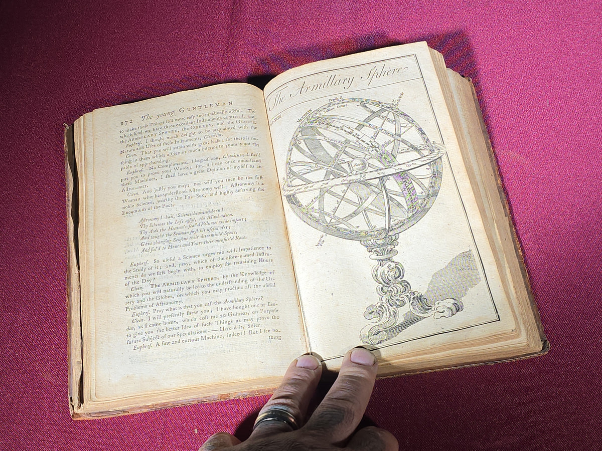 "The Young Gentleman and Lady's Philosophy" Antique Astronomy and Natural Philosophy Book, Vol. I, by Benjamin Martin, with Copper-Plate Engravings, Published by W. Owen, London, 1759