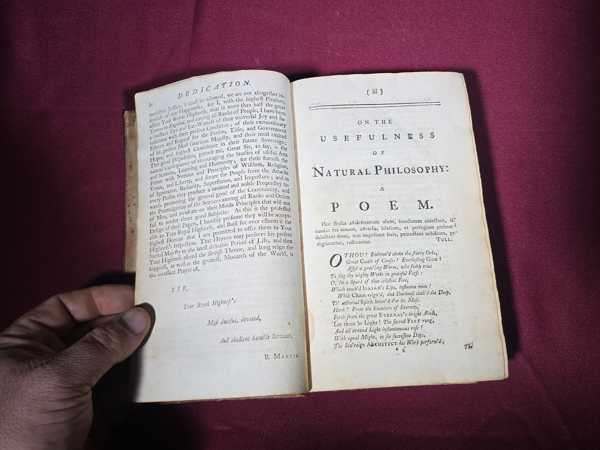 "The Young Gentleman and Lady's Philosophy" Antique Astronomy and Natural Philosophy Book, Vol. I, by Benjamin Martin, with Copper-Plate Engravings, Published by W. Owen, London, 1759