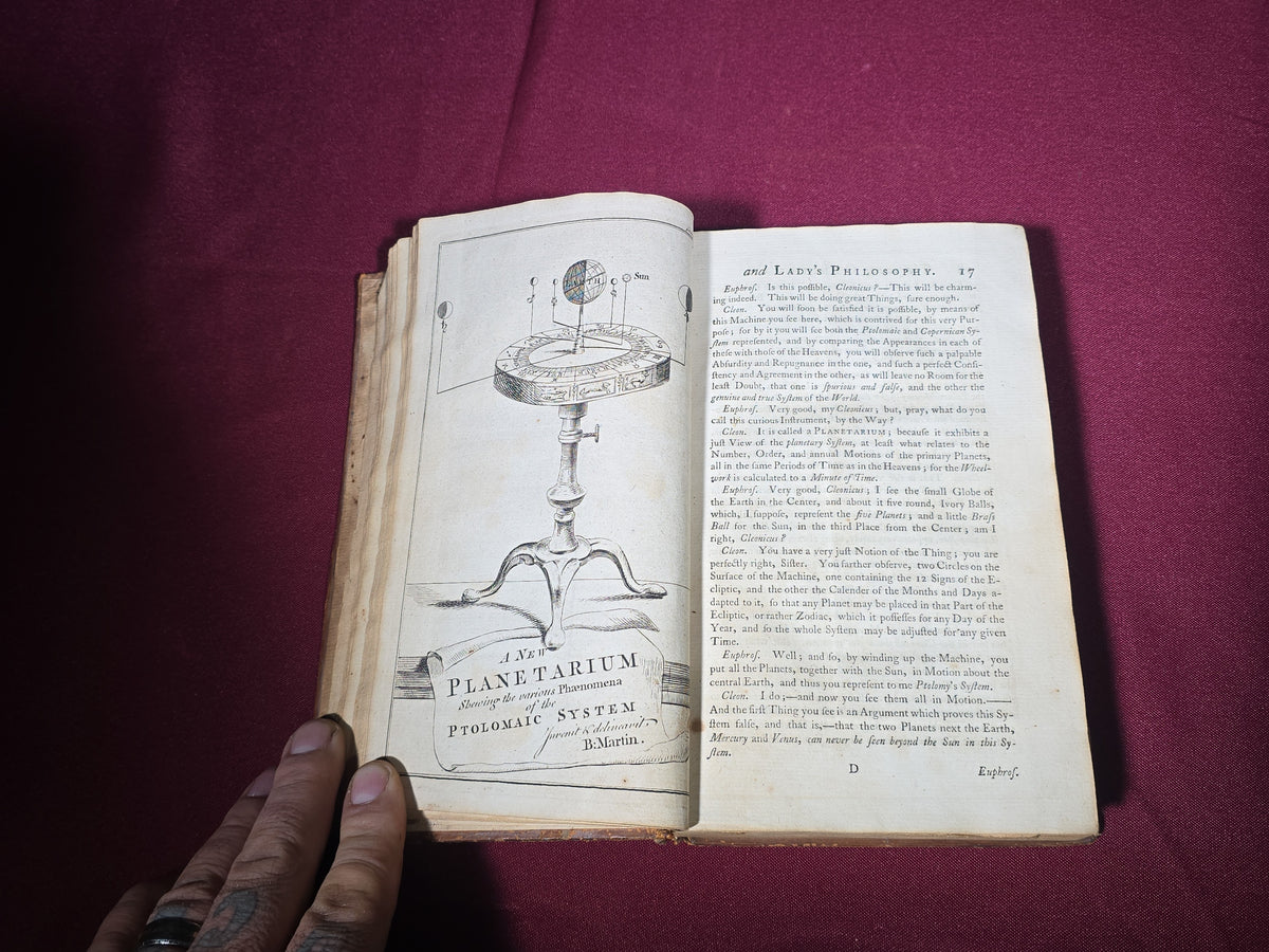 "The Young Gentleman and Lady's Philosophy" Antique Astronomy and Natural Philosophy Book, Vol. I, by Benjamin Martin, with Copper-Plate Engravings, Published by W. Owen, London, 1759