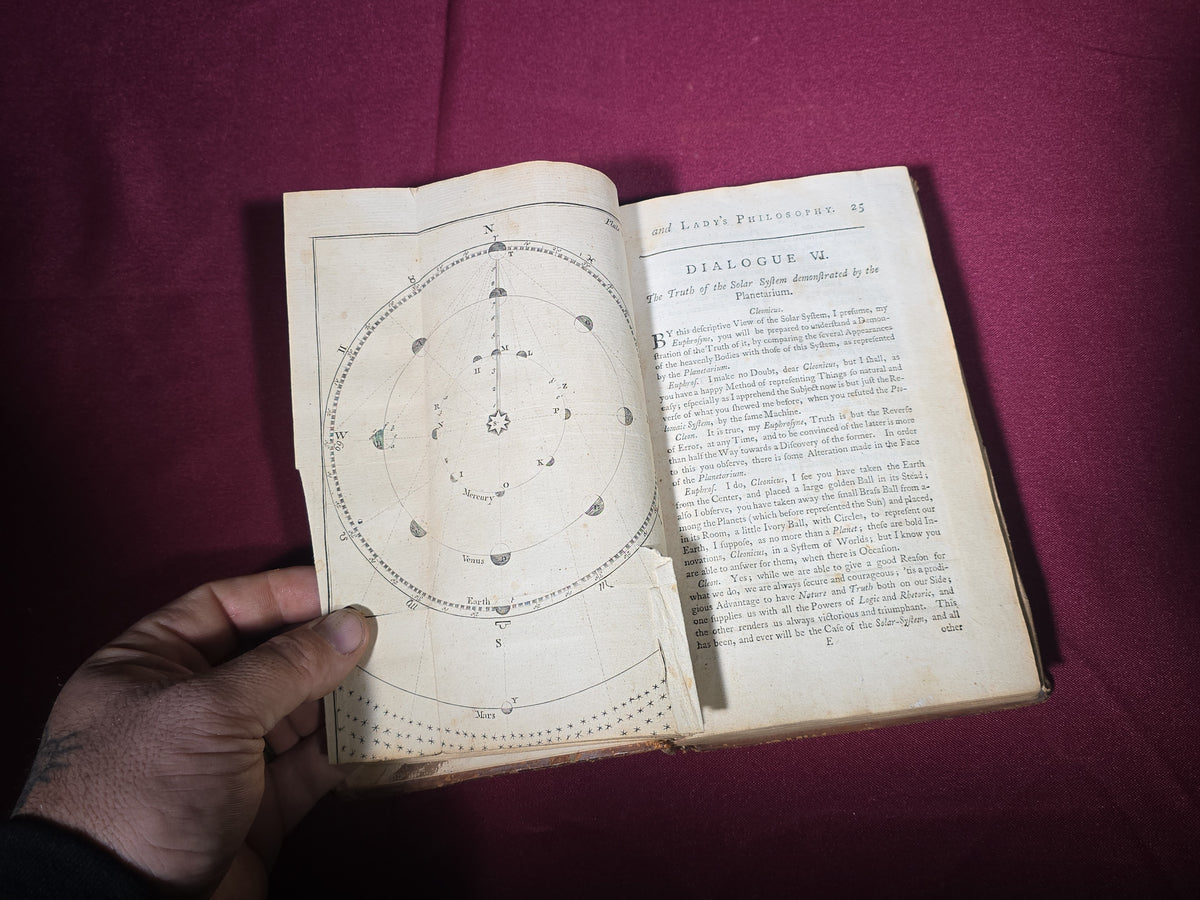 "The Young Gentleman and Lady's Philosophy" Antique Astronomy and Natural Philosophy Book, Vol. I, by Benjamin Martin, with Copper-Plate Engravings, Published by W. Owen, London, 1759
