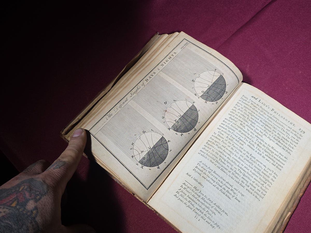 "The Young Gentleman and Lady's Philosophy" Antique Astronomy and Natural Philosophy Book, Vol. I, by Benjamin Martin, with Copper-Plate Engravings, Published by W. Owen, London, 1759
