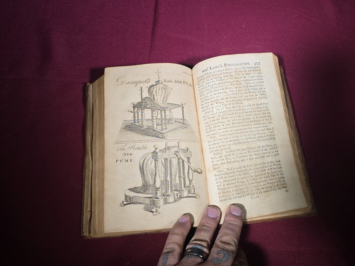 "The Young Gentleman and Lady's Philosophy" Antique Astronomy and Natural Philosophy Book, Vol. I, by Benjamin Martin, with Copper-Plate Engravings, Published by W. Owen, London, 1759