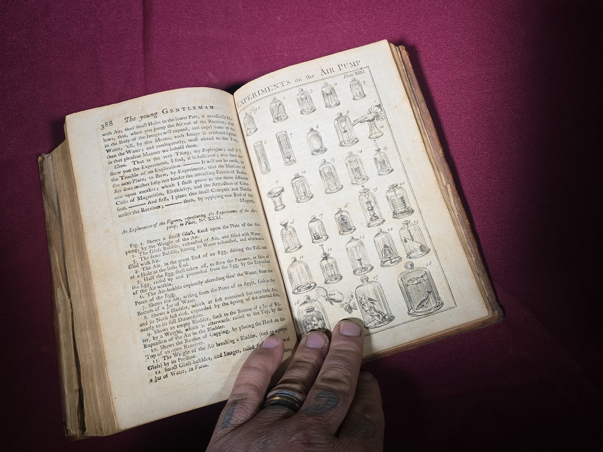 "The Young Gentleman and Lady's Philosophy" Antique Astronomy and Natural Philosophy Book, Vol. I, by Benjamin Martin, with Copper-Plate Engravings, Published by W. Owen, London, 1759