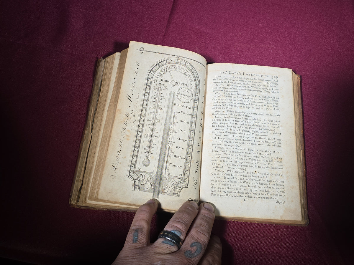 "The Young Gentleman and Lady's Philosophy" Antique Astronomy and Natural Philosophy Book, Vol. I, by Benjamin Martin, with Copper-Plate Engravings, Published by W. Owen, London, 1759