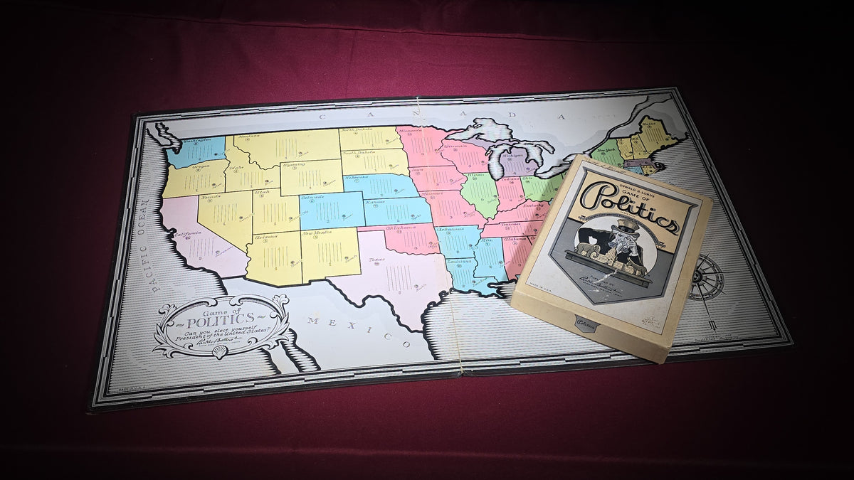 Antique Oswald B. Lord's Game of Politics Board Game, Published by Parker Brothers, 1935