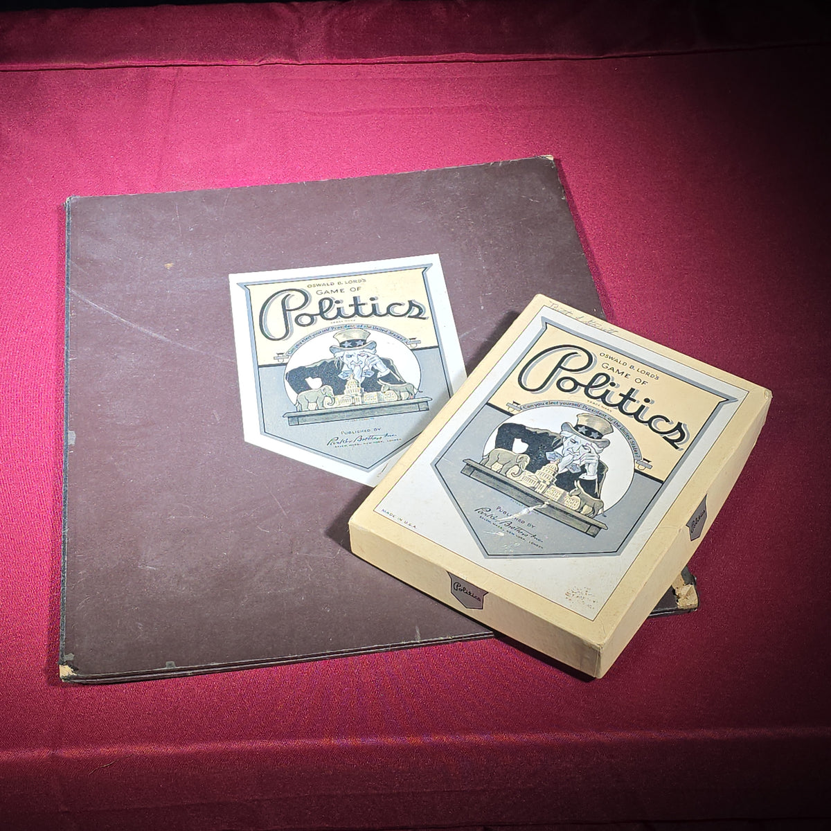 Antique Oswald B. Lord's Game of Politics Board Game, Published by Parker Brothers, 1935