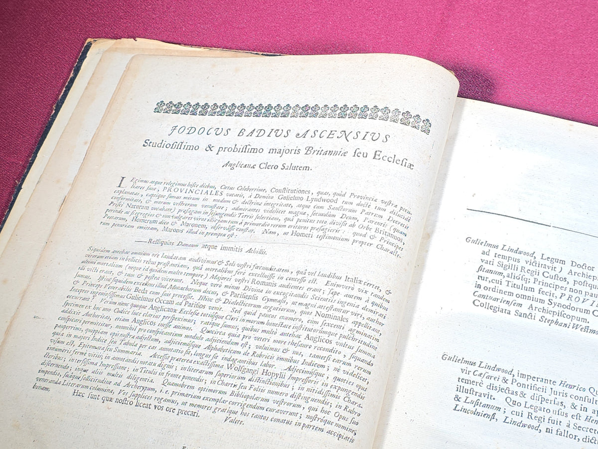 Pair of Antique Latin Books including "Provinciale" by Gulielmo Lyndwood, Oxford, 1679, and "Manuale Chori seu Vesperale Romanum," Bruntruti, 1785