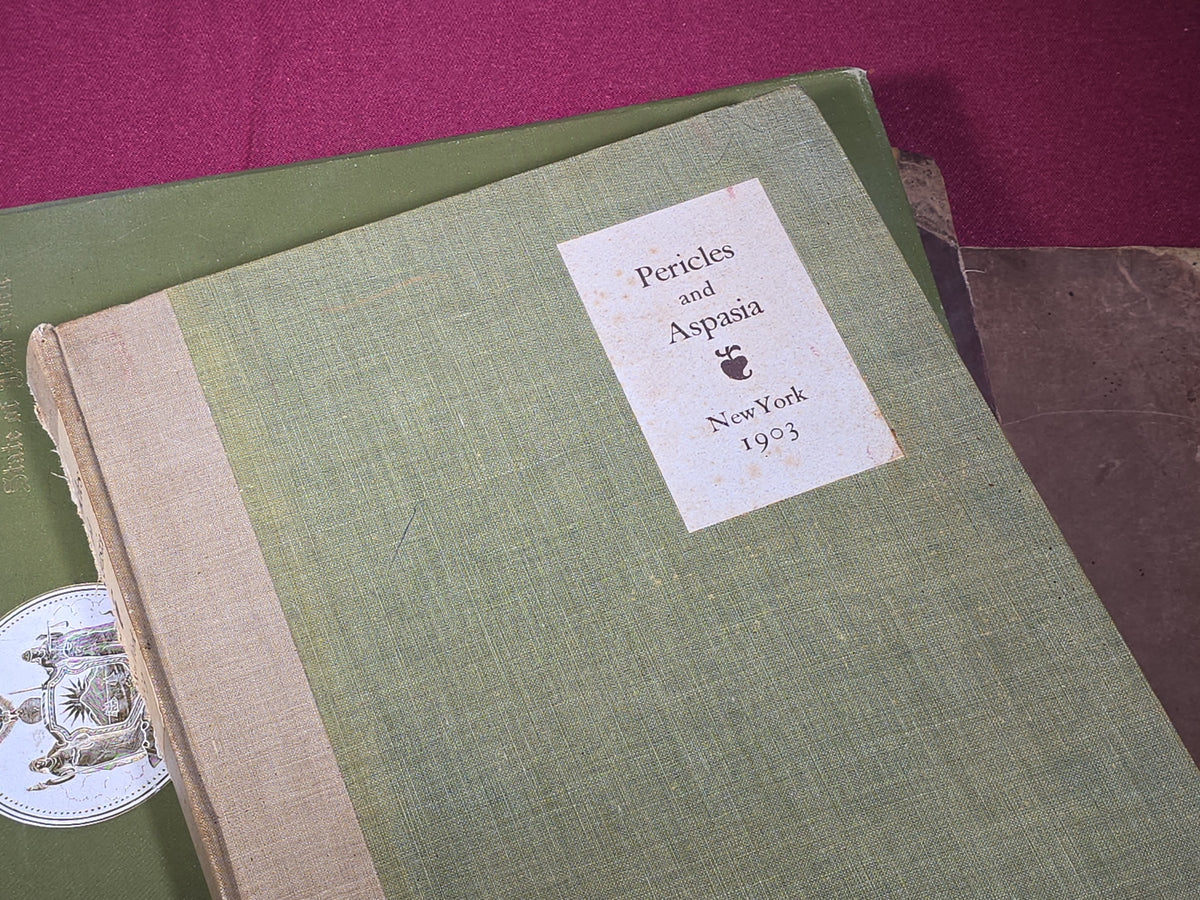 Grouping of Four Antique Books including "Pericles and Aspasia" Limited Edition No. 105, 1903, and "Report of the State Botanist" 1895 with Color Mushroom Plates