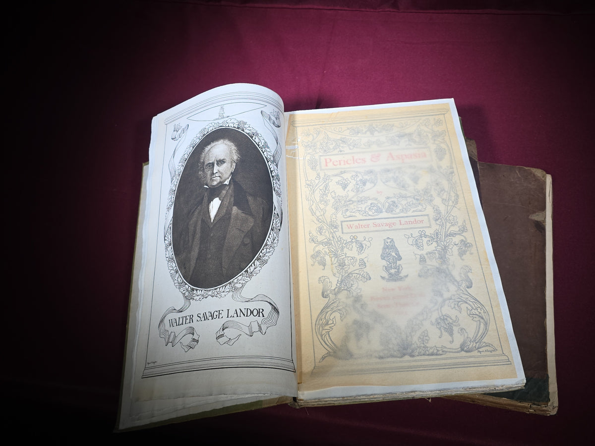 Grouping of Four Antique Books including "Pericles and Aspasia" Limited Edition No. 105, 1903, and "Report of the State Botanist" 1895 with Color Mushroom Plates