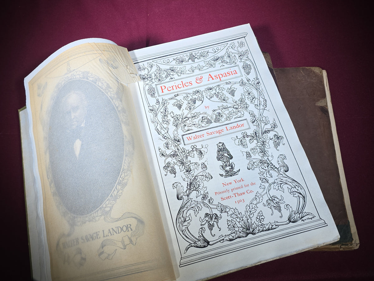 Grouping of Four Antique Books including "Pericles and Aspasia" Limited Edition No. 105, 1903, and "Report of the State Botanist" 1895 with Color Mushroom Plates