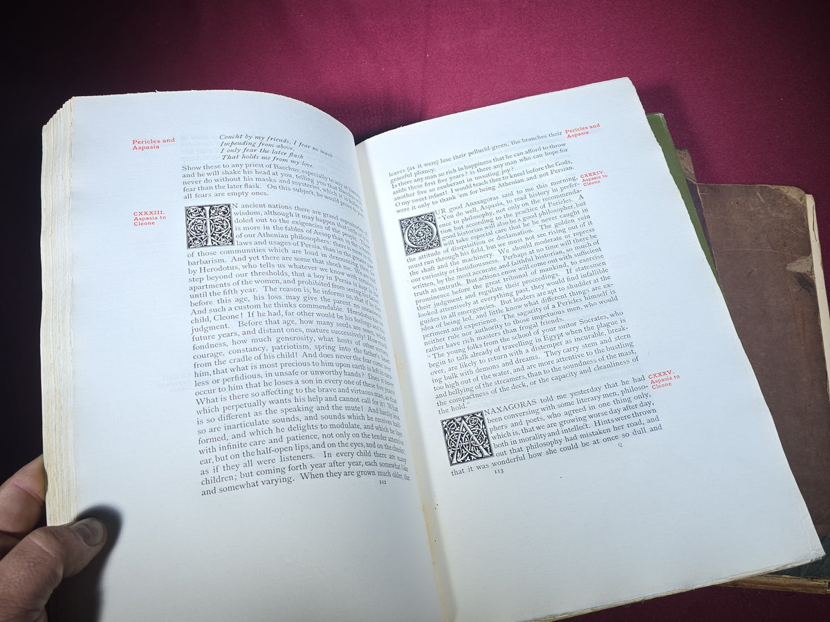 Grouping of Four Antique Books including "Pericles and Aspasia" Limited Edition No. 105, 1903, and "Report of the State Botanist" 1895 with Color Mushroom Plates