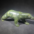 Lot 007 - Vintage Inuit Carved Green Soapstone Walking Polar Bear, Signed Pauloosie Adamie