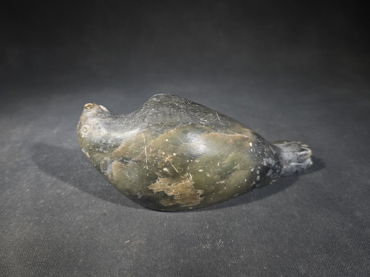 Vintage Inuit Carved Soapstone Seal Figure by Pauloosie Thomas