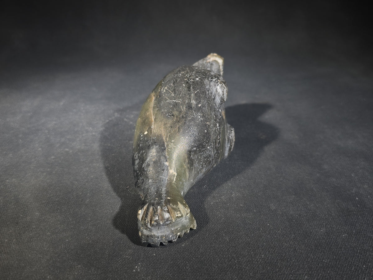 Vintage Inuit Carved Soapstone Seal Figure by Pauloosie Thomas