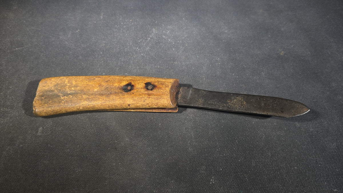 Antique Fixed-Blade Knife with Bone Handle, Blade Stamped George Wostenholm & Son, Washington Works, Sheffield, England