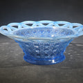 Lot 091 - Vintage Blue Pressed Glass Bowl with Open Lace Edge