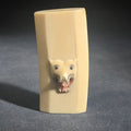 Lot 105 - Antique Carved Ivory Piece with Panther Head in Relief, Drilled Side Hole