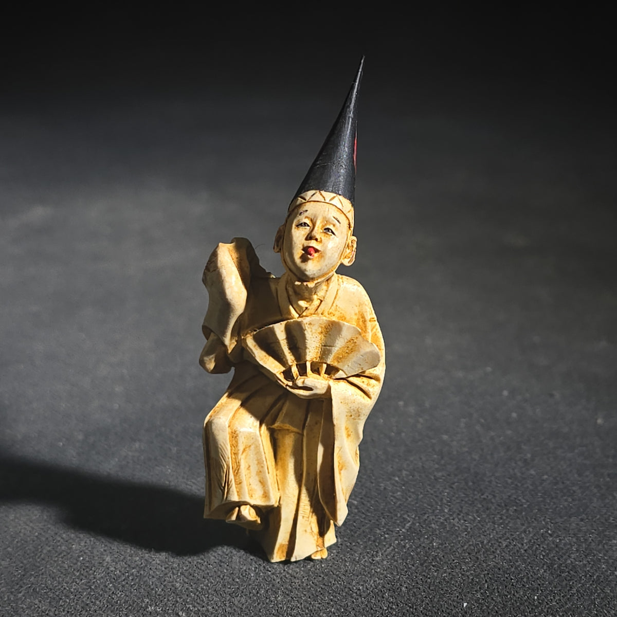 Trio of Antique Japanese Carved and Polychrome-Tinted Ivory Netsuke Figures