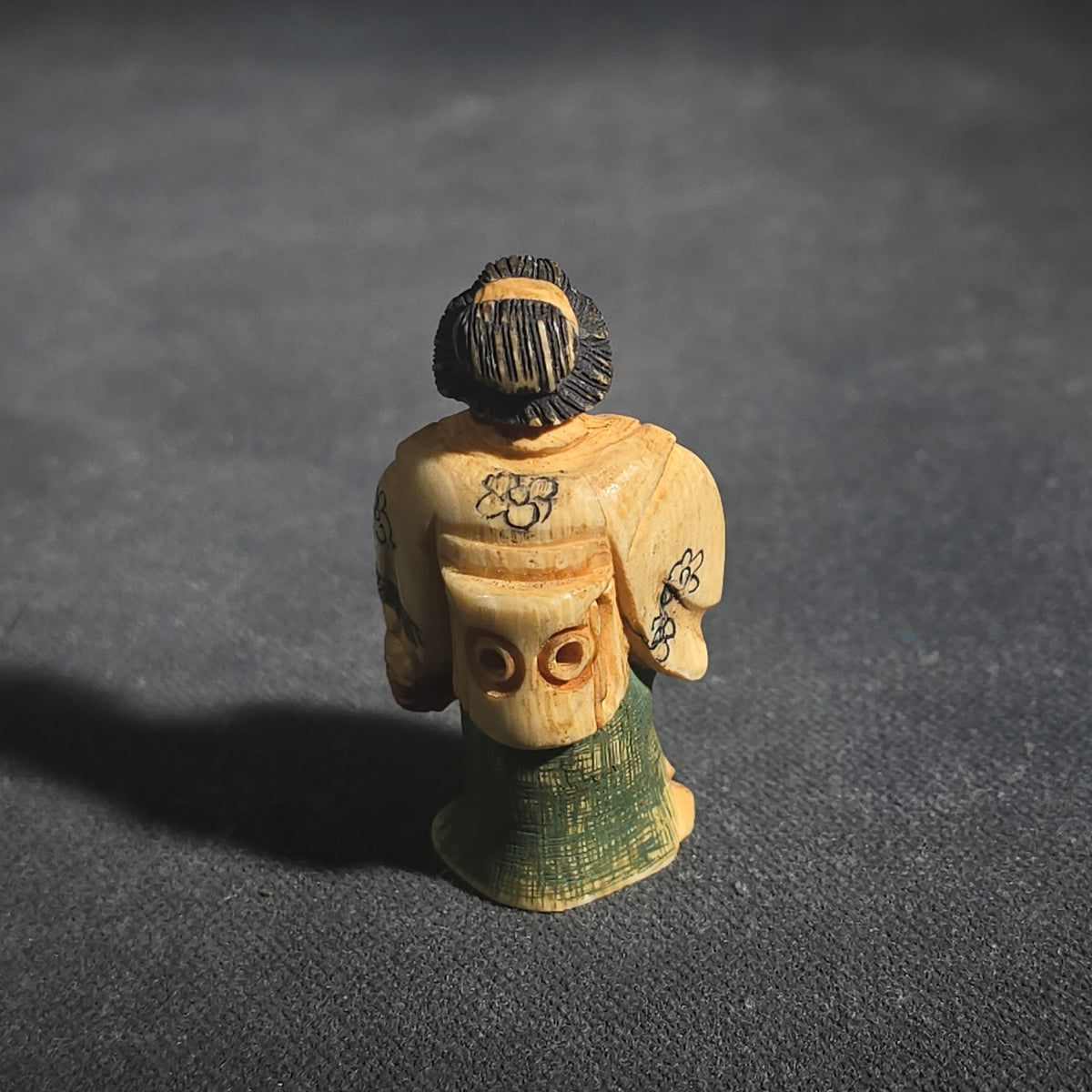 Trio of Antique Japanese Carved and Polychrome-Tinted Ivory Netsuke Figures