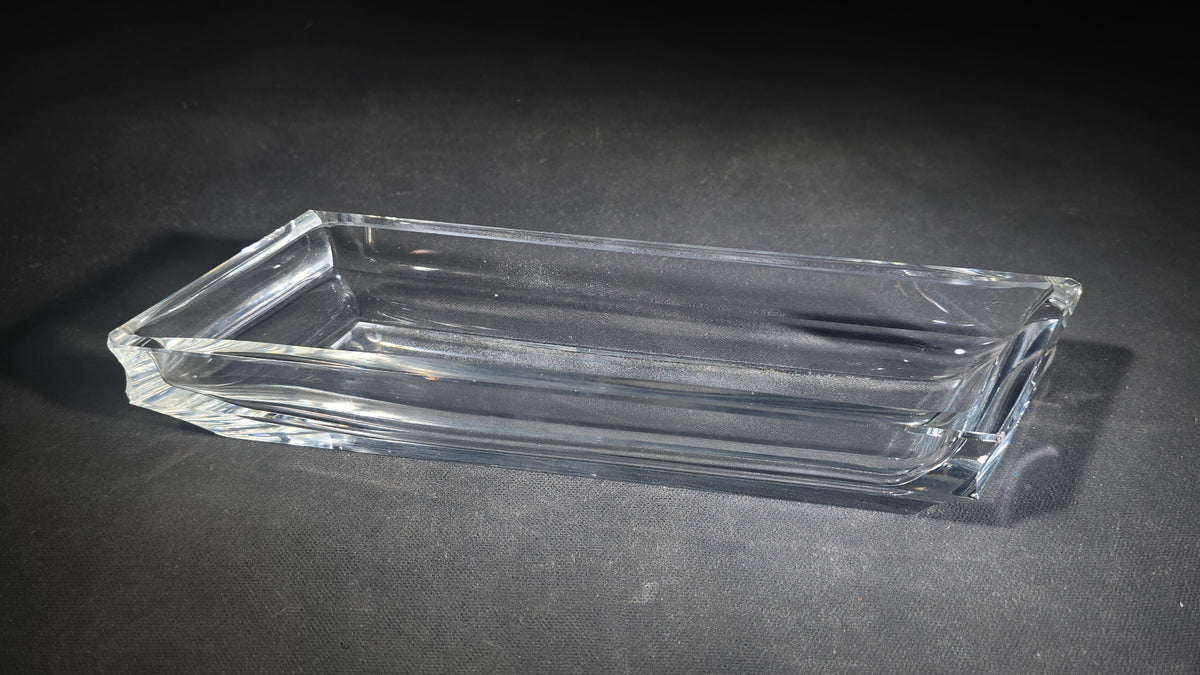 Vintage Clear Crystal Rectangular Tray with Stepped Sides