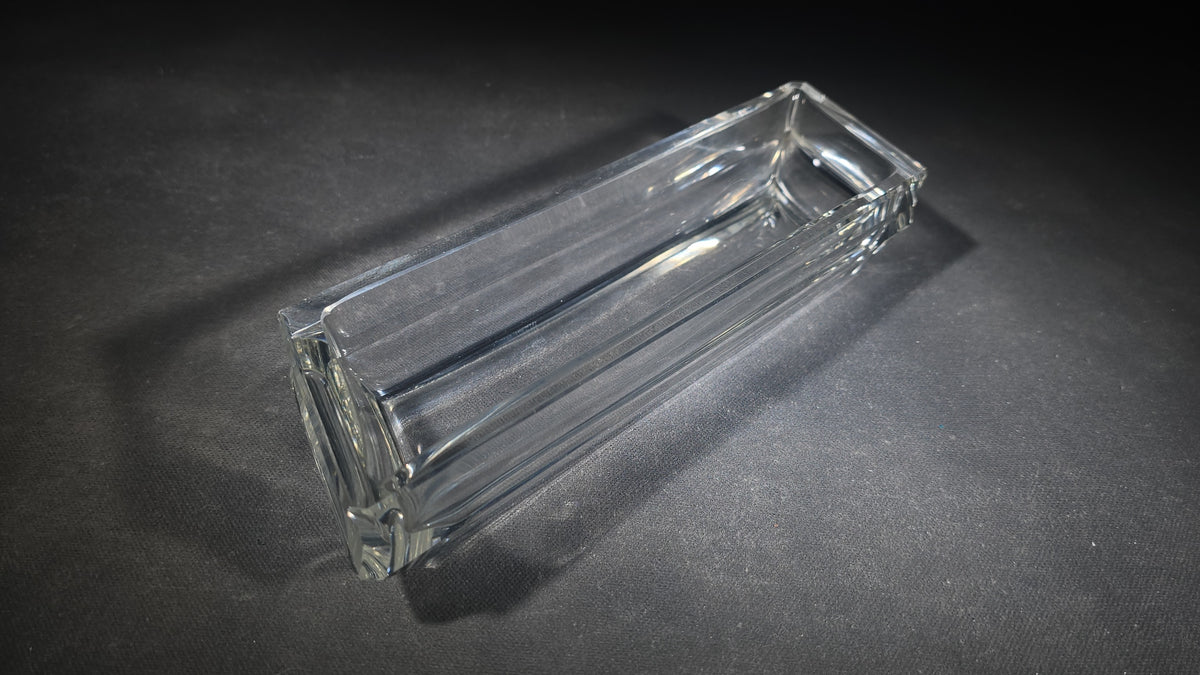 Vintage Clear Crystal Rectangular Tray with Stepped Sides