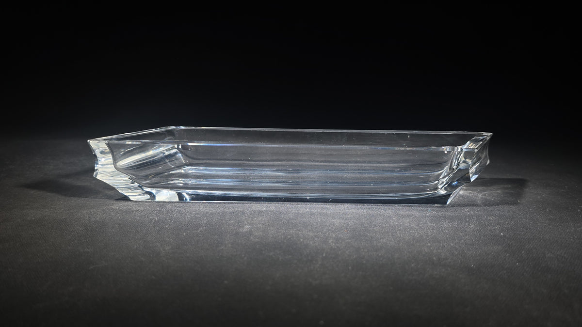 Vintage Clear Crystal Rectangular Tray with Stepped Sides