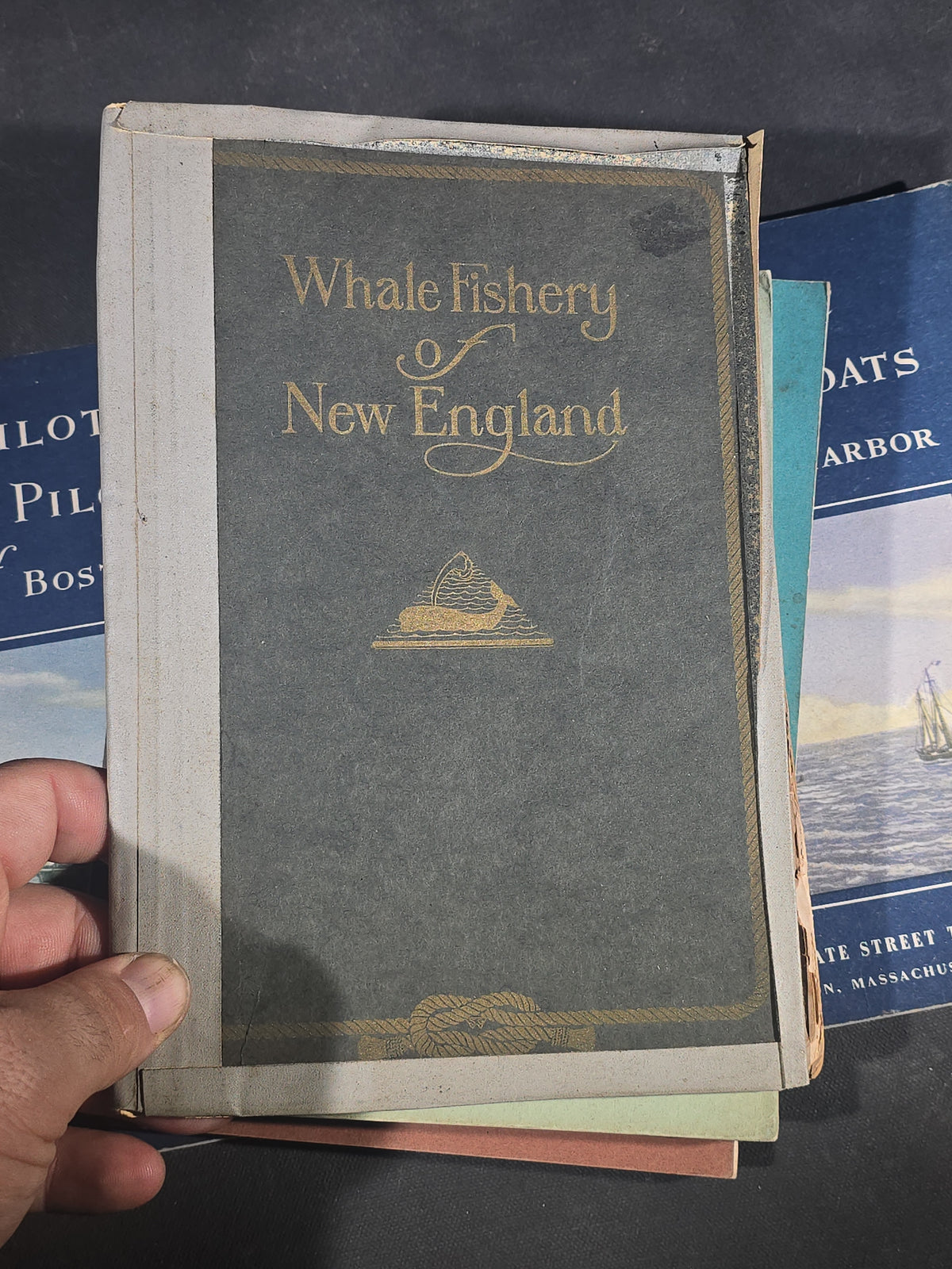 Grouping of Seven Vintage Maritime Booklets Published in Boston, Massachusetts, Including "Pilots and Pilot Boats of Boston Harbor," "Yankee Ship Sailing Cards Volume III," "Whale Fishery of New England," And "Whale Ships and Whaling Scenes"