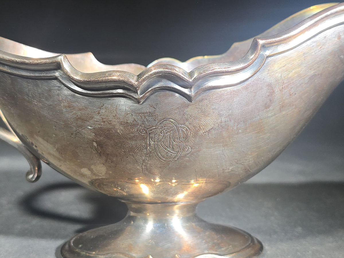 Sterling Silver Monogrammed Gravy Boat, Marked Sterling 8427