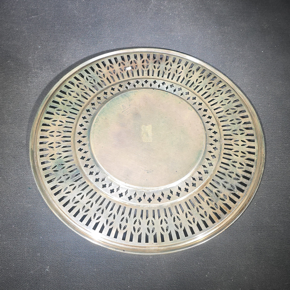Sterling Silver Reticulated Plate with Engraved "O" Monogram, Manufactured by William B. Durgin Co., Pattern No. 32