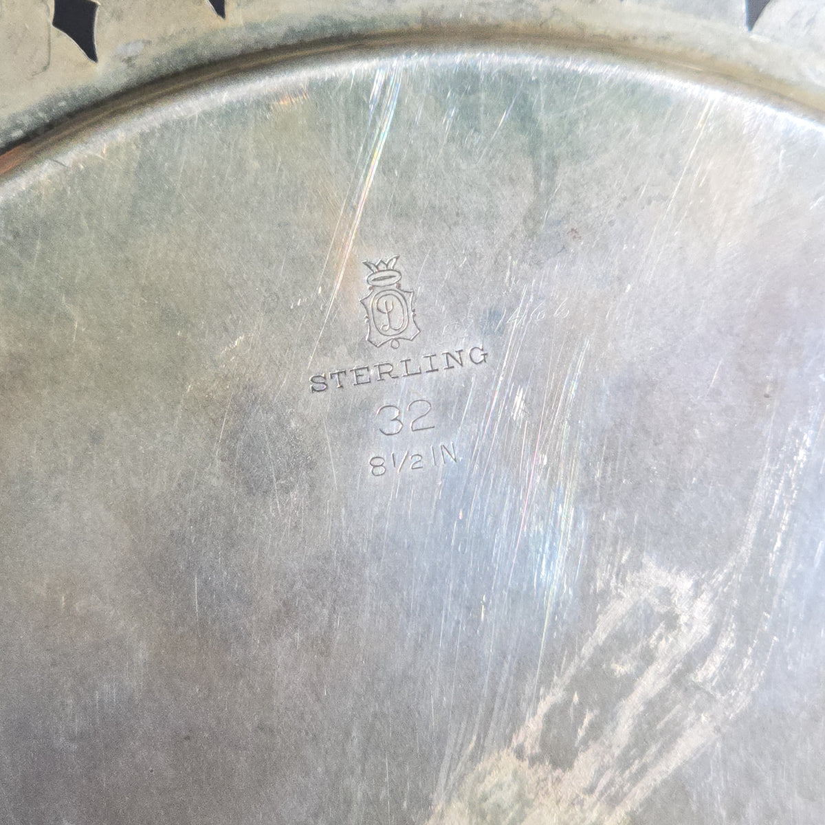 Sterling Silver Reticulated Plate with Engraved "O" Monogram, Manufactured by William B. Durgin Co., Pattern No. 32